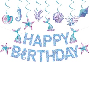 Banner Happy Birthday Sirena, Flippy, Colectia Mermaid, 17 Piese, Multicolor - Img 5