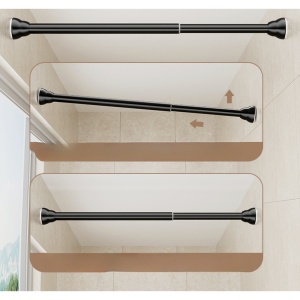 Bara Telescopica Multifunctionala, Flippy, din Otel Inoxidabil, Utilizare Universala, Retractabila 107 - 195 cm, Fara Perforare Perete, Negru - Img 6