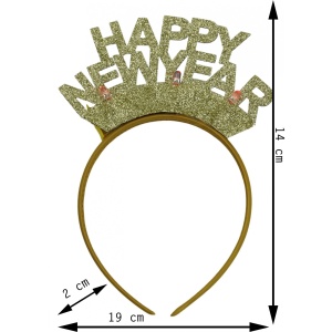 Bentita/cerc Happy Newyear, culoare auriu, marime standard, Flippy - Img 6