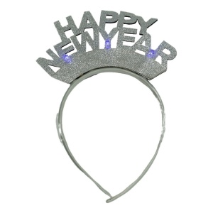 Bentita/cerc Happy Newyear, culoare gri metalic, marime standard, Flippy - Img 1