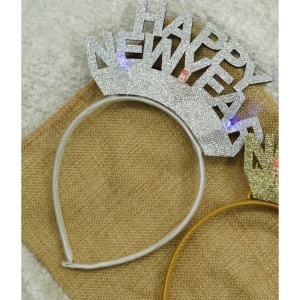 Bentita/cerc Happy Newyear, culoare gri metalic, marime standard, Flippy - Img 7
