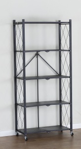 Biblioteca plianta cu 5 rafturi, UnicSpot, negru, 70x34x163 cm - Img 4