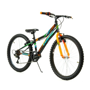 Bicicleta Copii DHS Turbo - 24 Inch, Negru-Portocaliu - Img 2