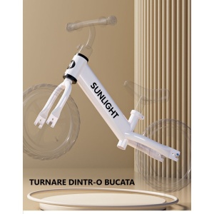 Bicicleta de Echilibru, Pentru Copii, Flippy, Fara Pedale, Cu Doua Roti, 2-6 Ani, Inaltime Reglabila, 82 x 55 x 45 cm, Alb - Img 5