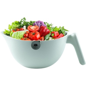 Bol cu Doua Straturi, Flippy, pentru Fructe, Legume, cu Cos de Scurgere a Apei, 2L, din ABS+PP, 29.9 x 22.5 x 11.8 cm, Verde - Img 7