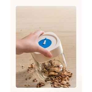 Borcan din Sticla de Inalta Calitate, Flippy, Capac Ermetic, Uz Casnic, Depozitarea Condimentelor sau a Alimentelor Umede si Uscate, 500 mL, 10x10x9 cm, Alb - Img 3