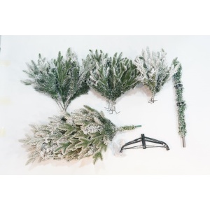 Brad Artificial de Craciun, Flippy, 1.5 m inaltime, Verde, Pulverizat complet alb-tip zapada, Interior/ Exterior, Ramuri bogate - Img 4