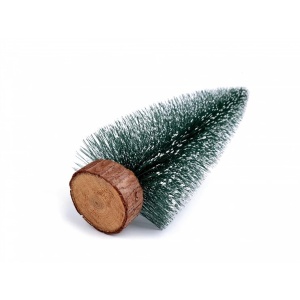 Brad artificial de craciun, ornament pentru masa, pe suport lemn, 25 cm inaltime, Argintiu - Img 3