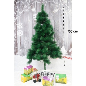 Brad artificial de Craciun tip pin, clasic, pentru interior/exterior, inaltime 150 cm, Flippy, verde, suport metalic inclus - Img 3