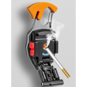 Breloc Multifunctional, Flippy, Model W5147, Kit Supravietuire, Lanterna, Bricheta, Fluier, din ABS/Aluminiu, Alimentare USB, Negru/Portocaliu - Img 6