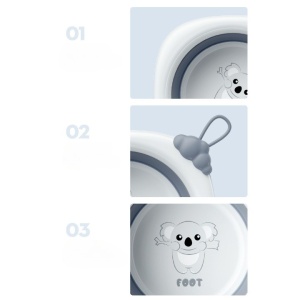 Cada Pliabila pentru Baie pentru Copii, Flippy, Cadita pentru Bebelusi, Model Romb pentru Picioare Koala, Gri, 30x30x3.5 cm, 4L - Img 7