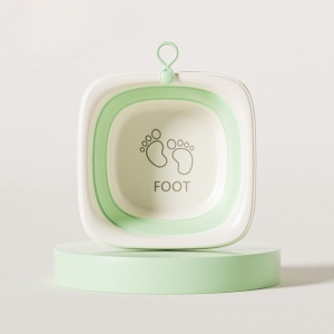 Cada Pliabila pentru Baie pentru Copii, Flippy, Cadita pentru Bebelusi, Model Patrat pentru Picioare, Verde, 32x27.5x3.7 cm, 4 L - Img 2