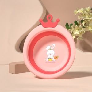 Cada Pliabila pentru Baie pentru Copii, Flippy, Cadita pentru Bebelusi, Model Rotund cu Iepuras, Roz, 30x31x3.5 cm, 3.3 L - Img 2