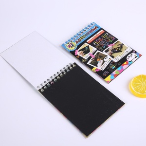 Caiet cu fise razuibile Flippy, DIY Magic Scratch, 12 File, Curcubeu, Creion din Lemn, Cartonase negre, A6, Multicolor - Img 2