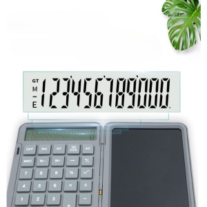 Calculator de Mana Reincarcabil cu Tabla de Scris, Flippy, Calculator Portabil, Ecran LCD, Afisaj cu 12 Cifre, Ecran de 15 cm, Culoare Gri - Img 4