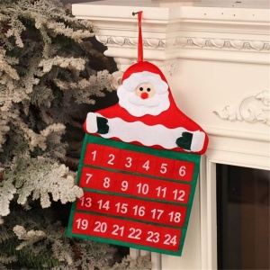 Calendar de Craciun Flippy, Mos Craciun, tip decoratiune, material poliester, cu buzunarele, pentru brad sau prete, 20 x 30 cm, multicolor - Img 5