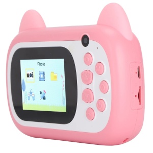 Camera Instantanee pentru Copii, Flippy, Camera Frontala + Selfie, cu Functie de Printare, Cablu USB-C, Bluetooth, Compatibil iOS/Android, Imprimare APP, Model Pisica Smiley Face, Roz - Img 3