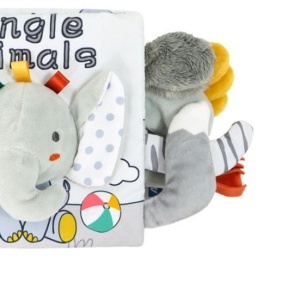 Carte Senzoriala, Flippy, pentru Bebelusi, 15x16x6 cm, cu Animalute, 3D, Cu Sunete si Fosnete, 0-3 Ani, Model Elefantel, Gri - Img 6
