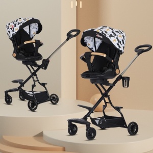 Carucior Sport Flippy 3in1, 6-36 Luni, Reversibil, Pliabil, Tavita pentru Masa, Pozitie de Somn, Centura de Siguranta, Roti 360, Suport Pahar, Copertina pentru Soare, 32x63x95cm, Negru Model Pisicute - Img 11