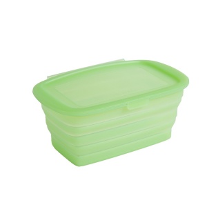 Caserola din Silicon, Flippy, Pliabila, 1L, 18.8 x 8 x 11.5 cm, Rezistenta Temperaturi Extreme, Verde - Img 1