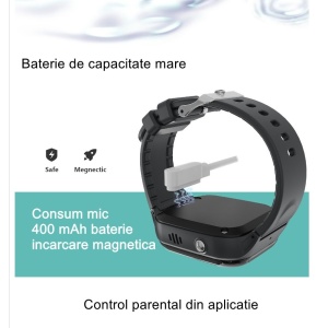 Ceas Smartwatch Pentru Copii LT31E-4G cu Functie Telefon, Localizare GPS, Istoric traseu, Apel de Monitorizare, Camera, Negru - Img 3