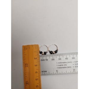 Cercei Argint 925 Creole 12 mm cu Pietre Negre, Jolie Silver, 1.2g, 1 cm x 1.4 cm - Img 3