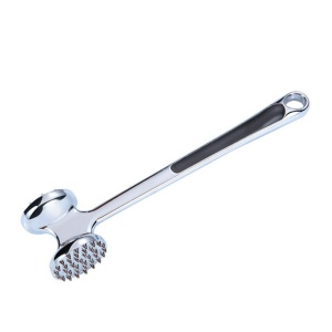 Ciocan pentru snitele si carne Flippy, din aliaj de zinc, maner antialunecare, doua capete, 22 cm, argintiu - Img 1
