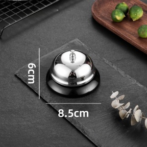 Clopotel sonerie metalica Flippy, pentru receptie hoteluri, baruri, restaurante, material metal si plastic, 6 x 8.5 cm, argintiu - Img 2