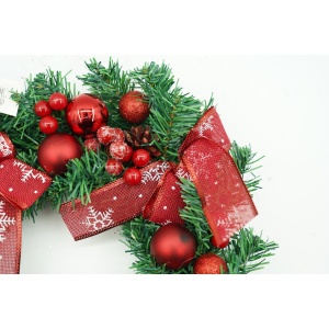 Coronita de Craciun pentru usa, Rosu/Verde, 35 cm, PVC, Artificiala, Decorata, Interior/Exterior, Flippy - Img 2