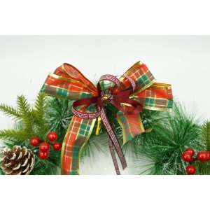 Coronita de Craciun pentru usa, Rosu/Verde, 40 cm, PVC, Artificiala, Decorata, Interior/Exterior, Flippy - Img 2