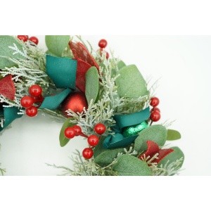 Coronita de Craciun pentru usa, Verde/Rosu, 40 cm, PVC, Artificiala, Decorata, Interior/Exterior, Flippy - Img 2