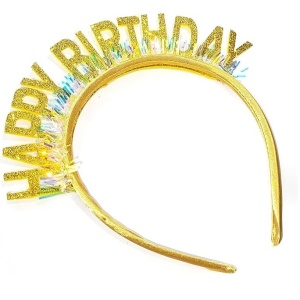 Coronita Decorativa pentru Petreceri, Flippy, Tema Aniversare, Model Happy Birthday, Marime Universala, Auriu - Img 2