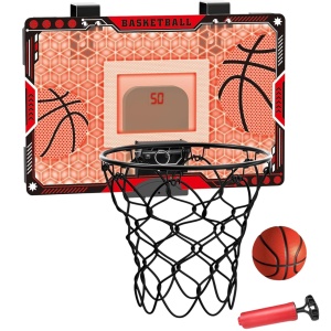 Cos de Baschet pentru Copii, Flippy, cu Tablou de Bord Electronic, Minge, Pompa, 2 Moduri, Interior/Exterior, Inel Metalic si Rabatabil cu Arc, Luminos, 41x27.5x5 cm, Multicolor - Img 1