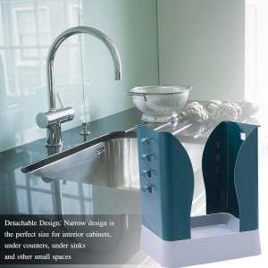 Cos de Gunoi Extensibil, Flippy, din Plastic, Reglabil, Pliabil, Versatil, pentru Bucatarie, Baie sau Birou, Cos Universal, 21x25x17 cm, Albastru Gri - Img 6