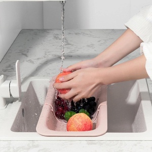 Cos pentru Scurgere Chiuveta de Bucatarie, Flippy, Plastic, Telescopic, 36x20x5 cm, Roz - Img 9