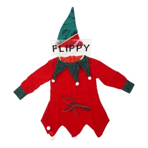 Costum Craciun, Flippy, Spiridus, rosu, 7 - 9 ani, catifea - Img 1