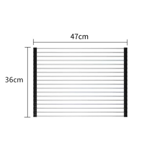 Covoras de Scurgere pentru Chiuveta Bucatarie, din Otel Inoxidabil, Suport Chiuveta, Pliabil, Antiderapant, Usor de Curatat si de Depozitat, 47x36 cm, 18 Tuburi, Negru - Img 2