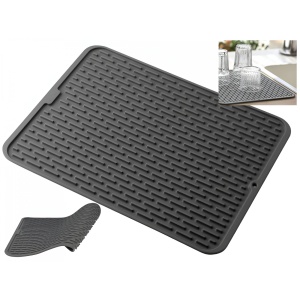 Covoras din Silicon pentru Scurgere Vase, Flippy, Uz Casnic, Rezistent la Temperaturi Ridicate, Izolator, 43x32.5 cm, Negru - Img 3