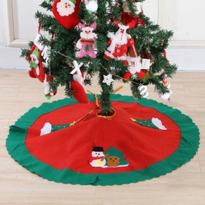 Covoras pentru bradul de Craciun Flippy, lana, rosu/verde, 90 cm - Img 2