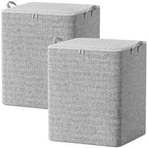 Cutie de Depozitare cu Fermoar, Flippy, Pliabila, Maner Ranforsat, Fermoar Rezistent, pentru Haine, Paturi, Plapumi, Perne, Lenjerii de Pat, Jucarii, 61x50x71 cm, 210 Litri, Gri - Img 7
