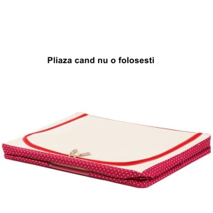 Cutie de Depozitare Pliabila, Flippy, cu Fermoar, 100 L, Textil, 60x42x40 cm, O Fereastra, Cadru Metalic, Suport Baza Stabil din Plastic, imprimeu punctat, Rosu - Img 2