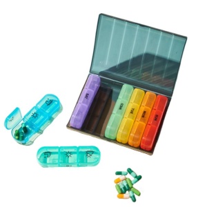 Cutie Depozitare Medicamente, Flippy, 7 Zile, 21 Compartimente, Cutie Suport, Recipiente Detasabile, Portabila, Recipiente Colorate, Cutie Neagra, 15.6x12 cm - Img 4