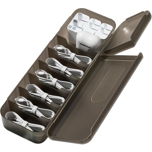 Cutie Organizatoare pentru Cabluri, Flippy, din Plastic, 28 x 9 x 6 cm, Gri - Img 3