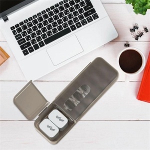 Cutie Organizatoare pentru Cabluri, Flippy, din Plastic, 28 x 9 x 6 cm, Gri - Img 7