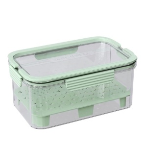 Cutie pentru Depozitare Alimente, Flippy, de Uz Casnic, 2 Compartimente, Zona pentru Gheata, Mentinere Fresh, cu Maner, Material PET, 23x15x10.8 cm, Verde - Img 1