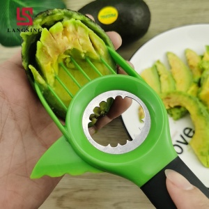 Cutit 3in1 pentru Avocado, Flippy, Cutit, Scoatere Miez si Feliator Pulpa, din PP si Otel Inoxidabil, Negru/Verde - Img 6