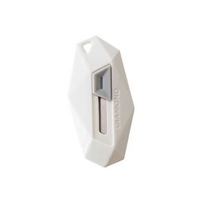 Cutter pentru Cutii, Flippy, Varf Rotunjit si Zimtat, Tip Breloc, 6.5x3.5 cm, Alb - Img 1