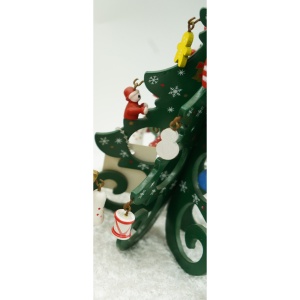 Decoratiune Craciun, Brad, Verde, 6 cavitati cu ornamente, 12 cm x 20 cm, Lemn, Flippy - Img 3