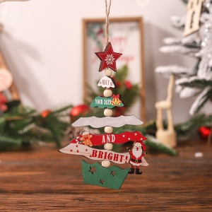 Decoratiune de Craciun din Lemn, Flippy, cu Snur pentru Agatare in Brad, Model Brad de Craciun, Scris May Your Days Be Merry And Bright, 17x12.8x0.4 cm, Multicolor - Img 3