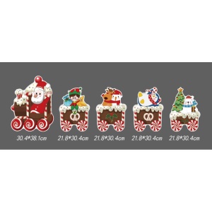 Decoratiune de Craciun, Flippy, pentru Gradina, Tip Trenulet, 5 Figurine + Bete de Infipt in Pamant, din Plastic, Impermeabil, Model Mos Craciun cu Prietenii, Multicolor - Img 2